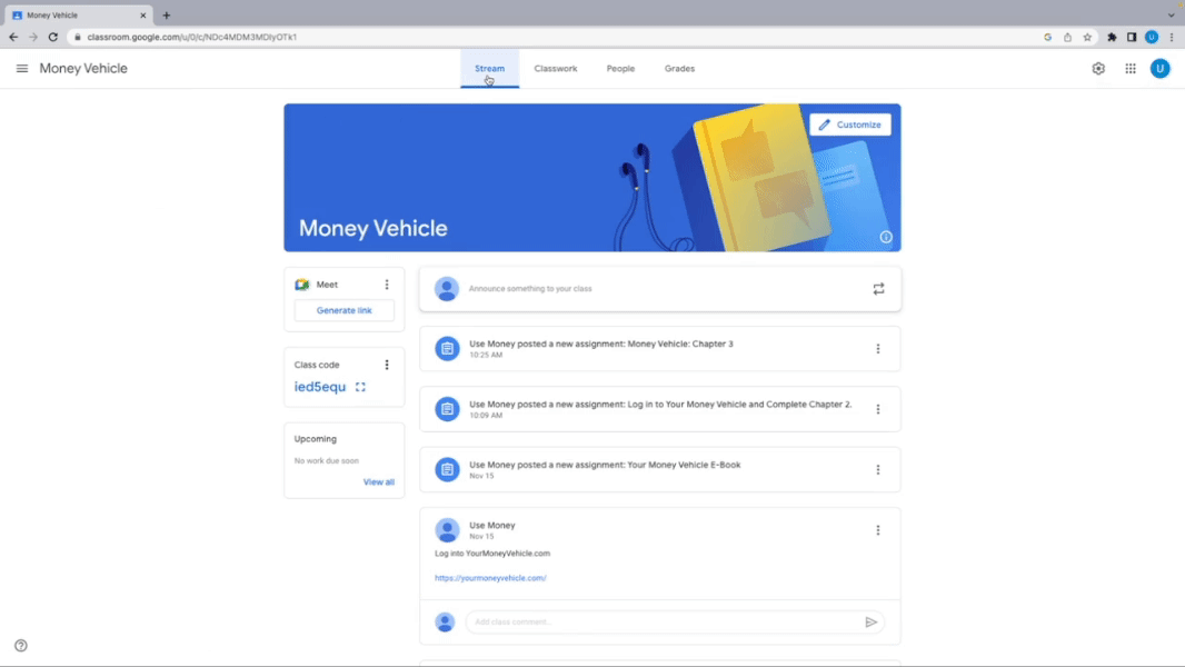 Google Classroom- Teacher4 add to stream Google Classroom- Teacher4 add to stream