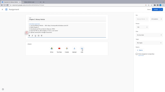 Google Classroom- Teacher7 Add link - Assign Google Classroom- Teacher7 Add link - Assign