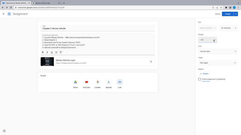 Google Classroom- Teacher8 Assign points Google Classroom- Teacher8 Assign points